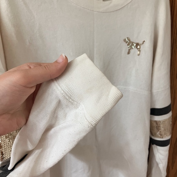 PINK Victoria’s Secret Varsity Ombré Bling Crew Size XS - Picture 10 of 13